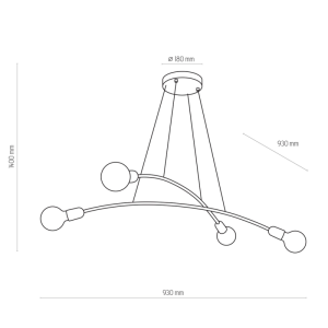 Lampa wisząca HELIX TK Lighting 4xE27 Metal Czarny - schemat montażu.