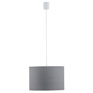 Lampa wisząca RONDO TK Lighting 1xE27 Plastik Biały z szarym abażurem.