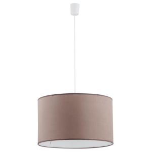 Lampa wisząca RONDO TK Lighting 3xE27 Plastik Biały z beżowym abażurem.