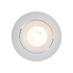 Oprawy podtynkowa ALIKI Nordlux 1xLED Aluminium Biały z włączonym światłem.