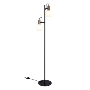 Lampa podłogowa ARILD Nordlux czarna z metalowym stelażem i dwoma kloszami.