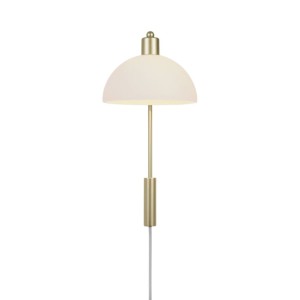 Lampa ścienna ELLEN Nordlux 1xE14 40W Metal Mosiądz biała klosz półkula.