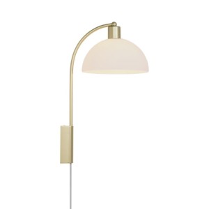 Lampa ścienna ELLEN Nordlux 1xE14 40W Metal Mosiądz w jasnym kolorze z zaokrąglonym kloszem.