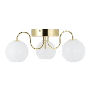 Lampa sufitowa FRANCA Nordlux 3xE14 40W Metal Mosiądz z trzema białymi kloszami.