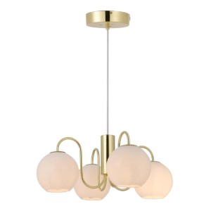 Lampa wisząca FRANCA Nordlux 4xE14 40W Metal Mosiądz z czterema kulistymi kloszami.