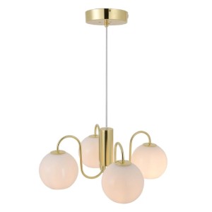 Lampa wisząca FRANCA Nordlux 4xE14 40W Metal Mosiądz z czterema kulistymi kloszami.