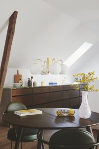 Lampa wisząca FRANCA Nordlux 4xE14 40W Metal Mosiądz nad stołem w jadalni