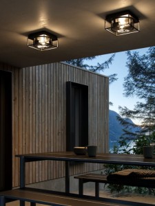 Lampa sufitowa GRIFFIN Nordlux w nowoczesnym wnętrzu z widokiem na taras.