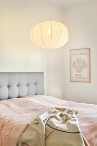 Lampa wisząca AERON Nordlux 1xE27 40W Tekstylia Biały w sypialni