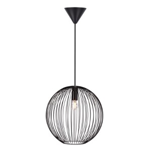 Czarna lampa wisząca BERONI Nordlux o metalowej konstrukcji z żarówką E27.