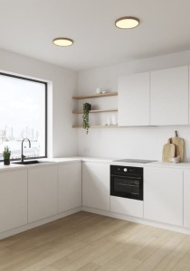 Lampa sufitowa OJA Nordlux LED w nowoczesnej kuchni.