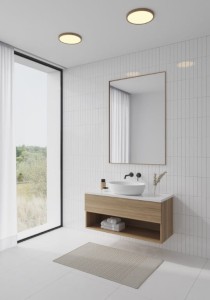 Lampa sufitowa OJA Nordlux 1xLED zamontowana w nowoczesnej łazience