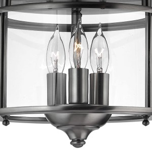 Lampa sufitowa plafon Gentry Elstead Lighting 3x40W Szary Metal z trzema żarówkami.