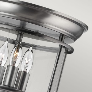 Lampa sufitowa plafon Gentry Elstead Lighting 3x40W Szary Metal w zbliżeniu.
