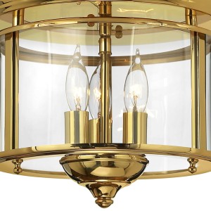 Lampa sufitowa plafon Gentry Elstead Lighting 3x40W Złoty Mosiądz z żarówkami.