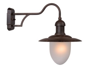 Lampa elewacyjna Lucide Aruba 11871/01/97 IP44 1xE27 Metal Brązowy, klasyczna latarnia ścienna.