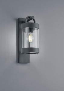 Lampa elewacyjna Trio Sambesi 204160142 IP44, szara, na ścianie.
