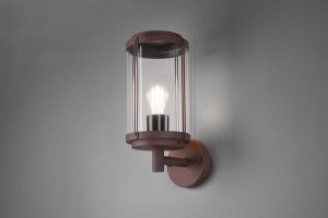 Lampa elewacyjna Trio Tanaro 202360124 IP44 1xE27 Aluminium Miedziany na ścianie.