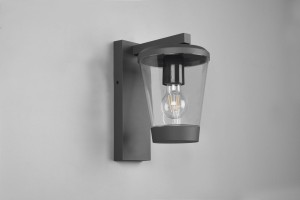 Lampa elewacyjna Trio Cavado z szarym aluminiowym korpusem i przezroczystym kloszem, model 211060142.