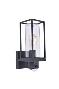 Lampa ścienna Kinkiet zewnętrzny z czujnikiem Lutec Flair Kamera 5288811012 IP44 1xE27 Aluminium Czarny