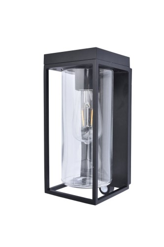 Lampa ścienna Kinkiet zewnętrzny z czujnikiem Lutec Flair Solar 6988804012 IP44 1xE27 Aluminium Czarny