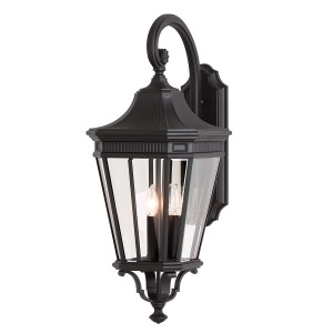 Kinkiet zewnętrzny Elstead Lighting Cotswold Lane FE-COTSLN2-L-BK IP44 3xE14 Aluminium Czarny.