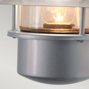 Nowoczesny kinkiet zewnętrzny Elstead Lighting Helsingor HELSINGOR IP44 1xE27 Stal Srebrny z bliska.