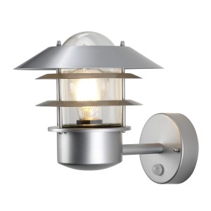 Kinkiet zewnętrzny Elstead Lighting Helsingor HELSINGOR-PIR IP44 Stal Srebrny z czujnikiem ruchu.