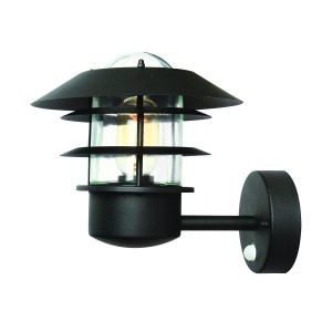 Lampa ścienna Kinkiet zewnętrzny z czujnikiem Elstead Lighting Helsingor HELSINGOR-PIR-BK IP44 1xE27 Stal Czarny