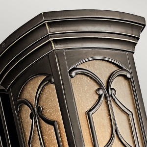 Kinkiet zewnętrzny Elstead Lighting Franceasi kl-fanceasi-m IP44 1xE27 stal brązowy z ozdobnym wzorem.