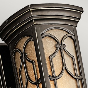 Kinkiet zewnętrzny Elstead Lighting Franceasi KL-FRANCEASI-S IP44 1xE27 Stal Brązowy – detal ozdobny.