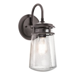 Lampa ścienna Kinkiet zewnętrzny Elstead Lighting Lyndon KL-LYNDON2-M-AZ IP44 1xE27 Szkło Brązowy