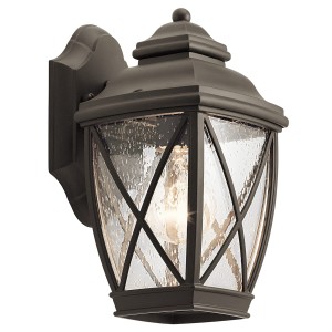 Kinkiet zewnętrzny Elstead Lighting Tangier KL-TANGIER2-S IP44 Aluminium Brązowy na ścianie.