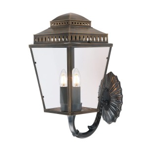 Lampa ścienna Kinkiet zewnętrzny Elstead Lighting Mansion House MANSION-HOUSE-WB1-BR IP44 3xE14 Mosiądz Mosiądz
