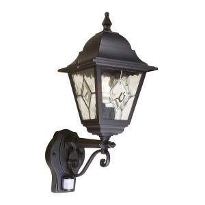 Lampa ścienna Kinkiet zewnętrzny Elstead Lighting Norfolk NR1-PIR-BLACK IP43 1xE27 Aluminium Czarny