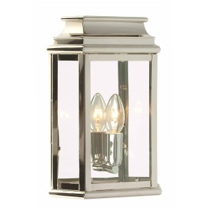 Kinkiet zewnętrzny Elstead Lighting St Martins ST-MARTINS-PN IP44 1xE27 Mosiądz Chrom z włączonymi żarówkami.