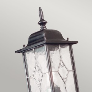 Kinkiet zewnętrzny Elstead Lighting Wexford WX1 IP44 1xE27 Metal Czarny z ozdobnymi szybkami.