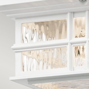 Lampa stropowa Elstead Lighting Beacon Square KL-BEACON-SQUARE-F-WHT detal szkła i białe wykończenie.