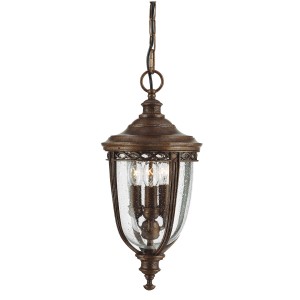 Lampa stropowa wisząca Elstead Lighting English Bridle FE-EB8-M-BRB trzy żarówki E14 stal brązowa
