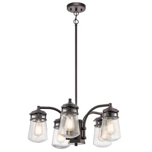 Lampa stropowa wisząca Elstead Lighting Lyndon KL-LYNDON-5P-AZ IP44 brązowa 4xE27 szkło.