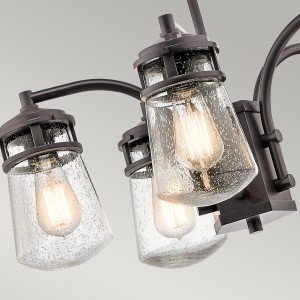 Lampa stropowa wisząca Elstead Lighting Lyndon KL-LYNDON-5P-AZ IP44 z brązowym wykończeniem i szkłem.