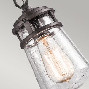 Lampa stropowa wisząca Elstead Lighting Lyndon KL-LYNDON8-S-AZ IP44 brązowa z szklanym kloszem.