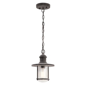 Lampa stropowa wisząca Elstead Lighting Riverwood KL-RIVERWOOD8-M IP45 szkło stalowy.