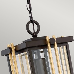 Lampa stropowa wisząca Elstead Lighting Goldenrod QZ-GOLDENROD8-M w kolorze brązowym, szkło, widok zbliżony.