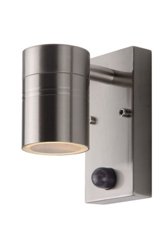 Lampa ścienna Kinkiet zewnętrzny z czujnikiem Lucide Arne-Led 14866/05/12 IP44 1xGU10 Stal Srebrny