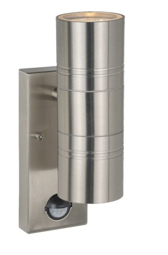 Lampa ścienna Kinkiet zewnętrzny z czujnikiem Lucide Arne-Led 14866/10/12 IP44 2xGU10 Stal Srebrny