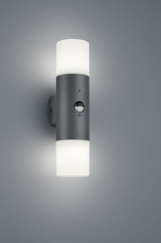 Lampa ścienna Kinkiet zewnętrzny z czujnikiem Trio Hoosic 222260242 IP44 2xE27 Aluminium Szary