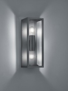 Lampa elewacyjna Trio Garonne 201860242 IP44 2xE27 Aluminium Szary na ścianie.