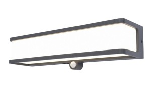 Lampa elewacyjna Lutec Doblo Solar z czujnikiem ruchu, IP54, LED, aluminiowa, szara.