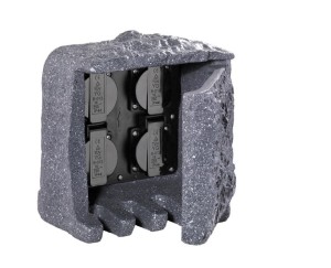 Latarnia ogrodowa Trio Garden Socket 9962-11 IP44 Tworzywo Szary z otwartą obudową ukazującą gniazda elektryczne.